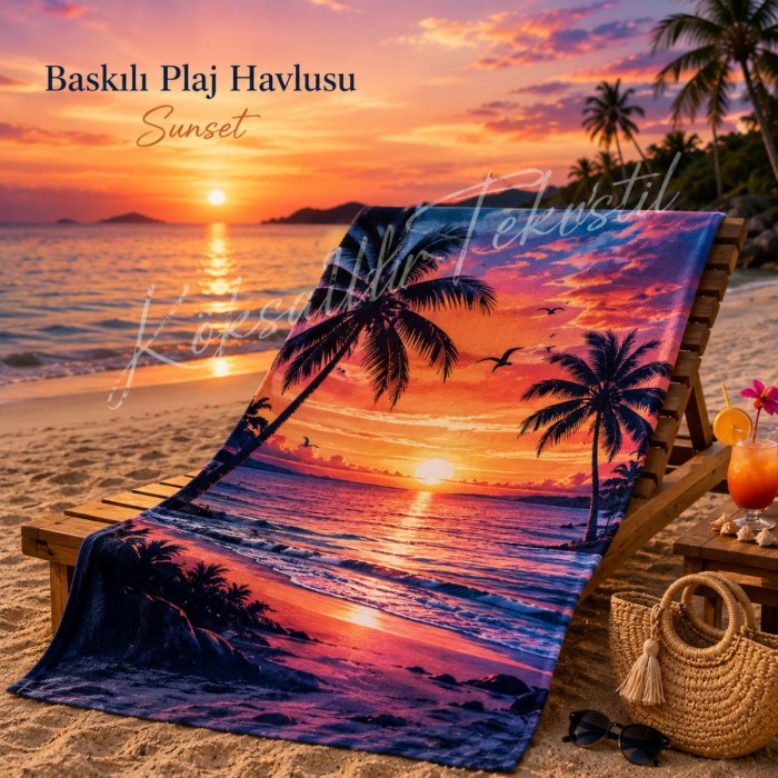 Baskılı Plaj Havlusu Sunset